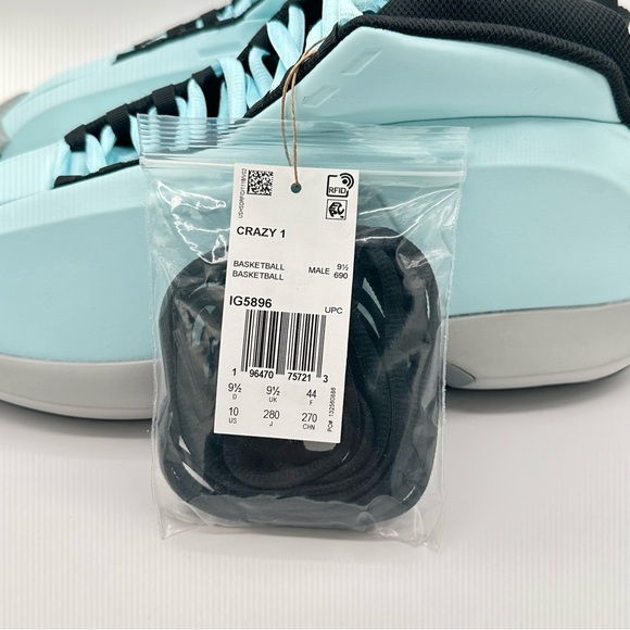 Men’s Adidas Crazy 1 Kobe 2023 Ice BlueSilver/Core Black  Size 10 IG5896 New - Picture 8 of 9